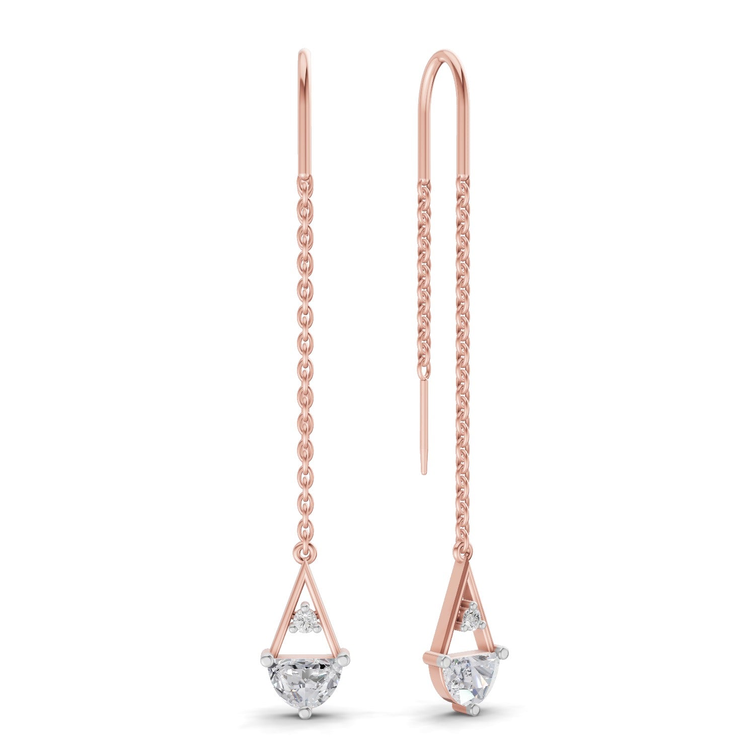 0.85 Carat threader Earrings 14K - Rose Gold