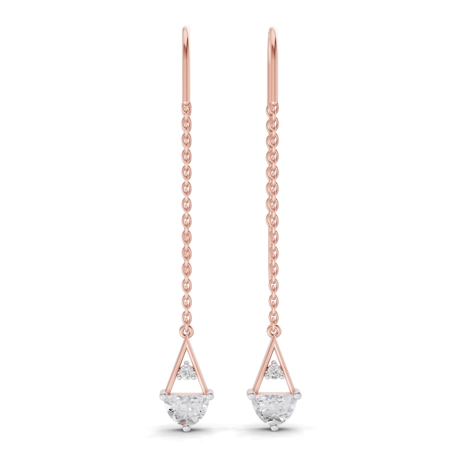 0.85 Carat threader Earrings 14K - Rose Gold