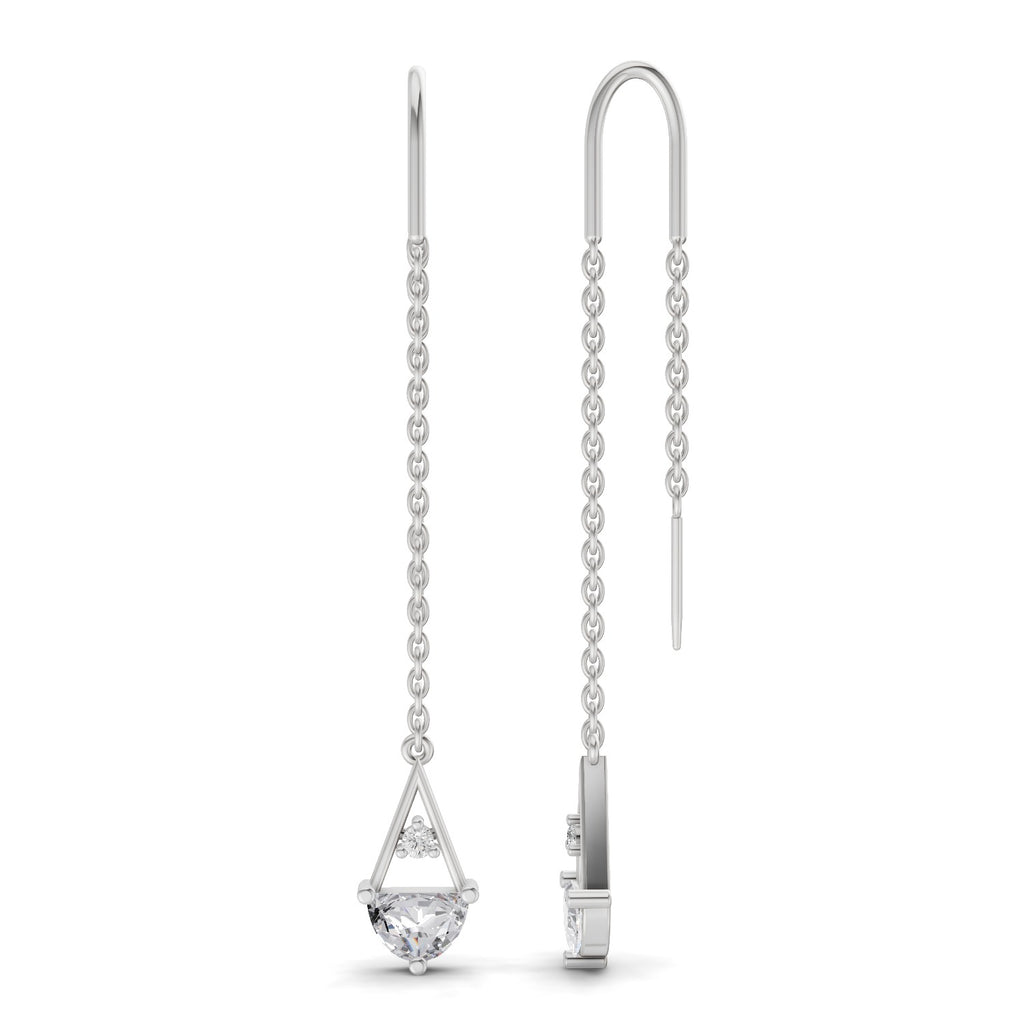 0.85 Carat threader Earrings 14K - White Gold
