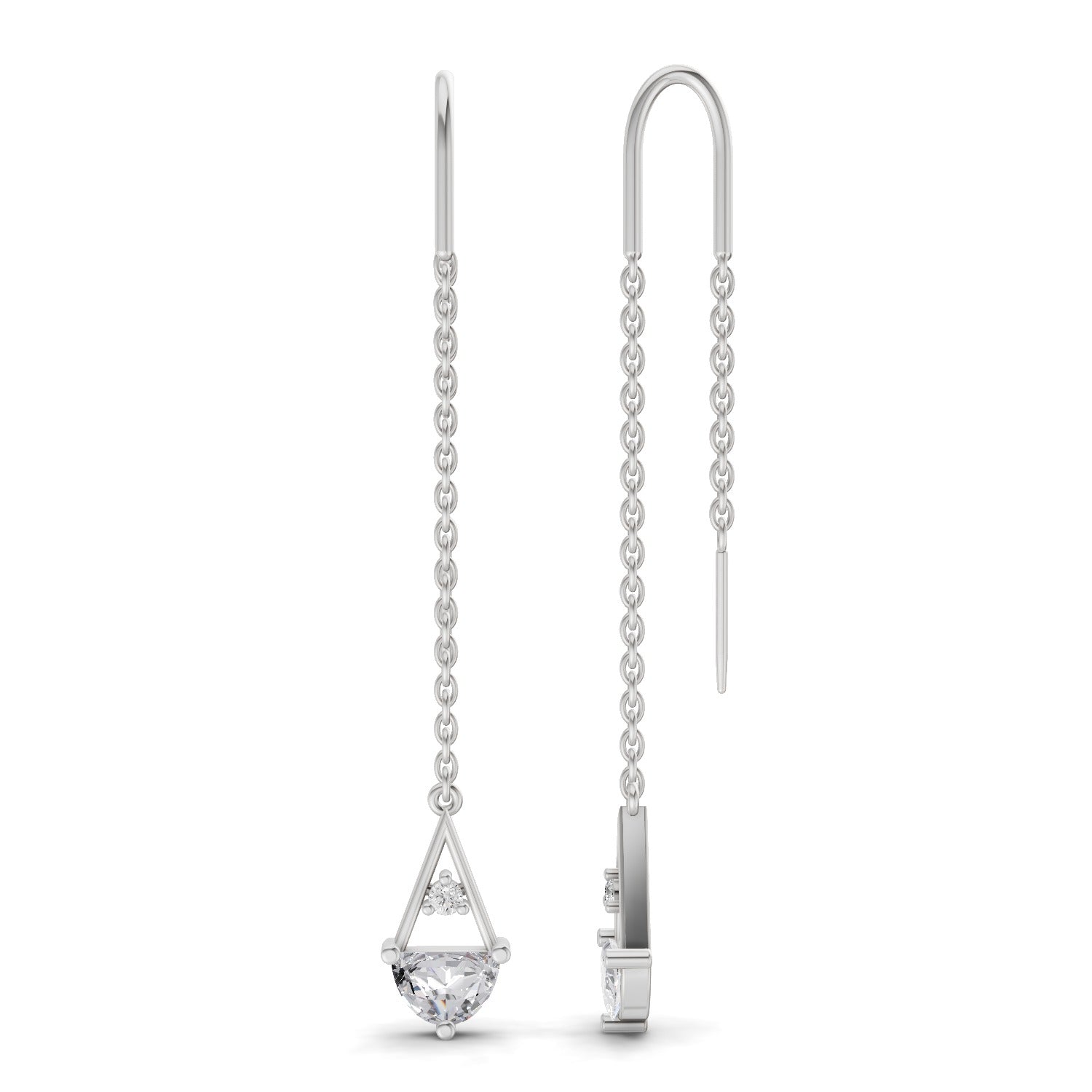 0.85 Carat threader Earrings 14K - White Gold