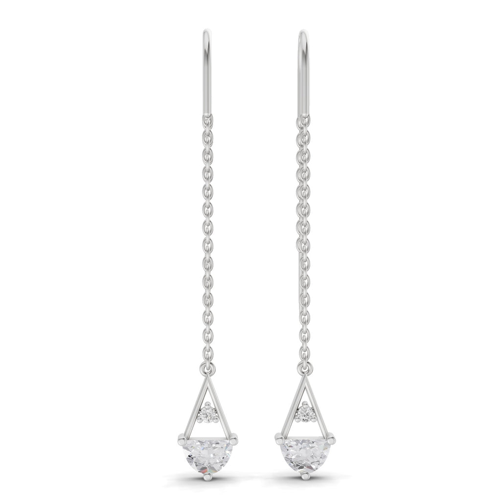 0.85 Carat threader Earrings 14K - White Gold