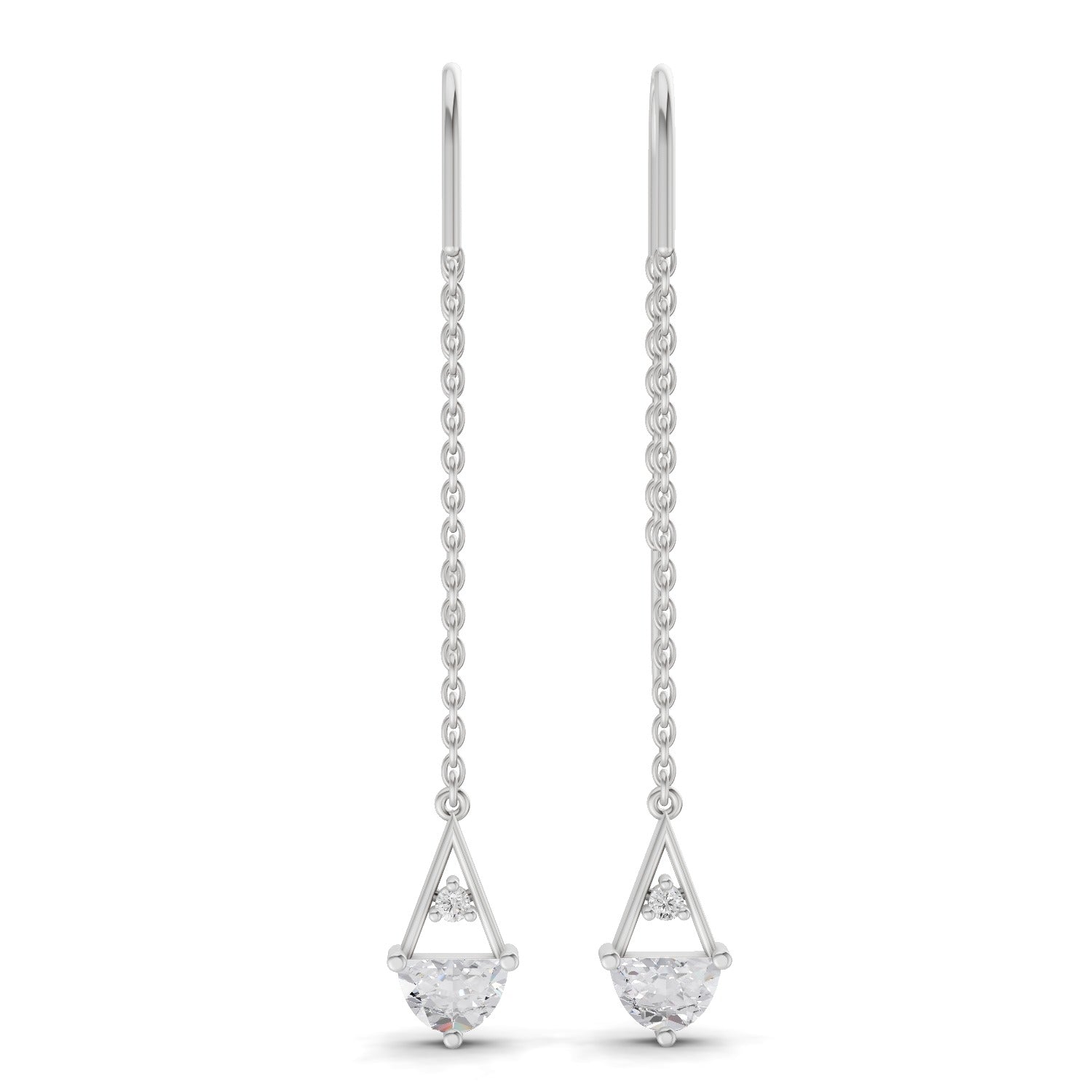 0.85 Carat threader Earrings 14K - White Gold