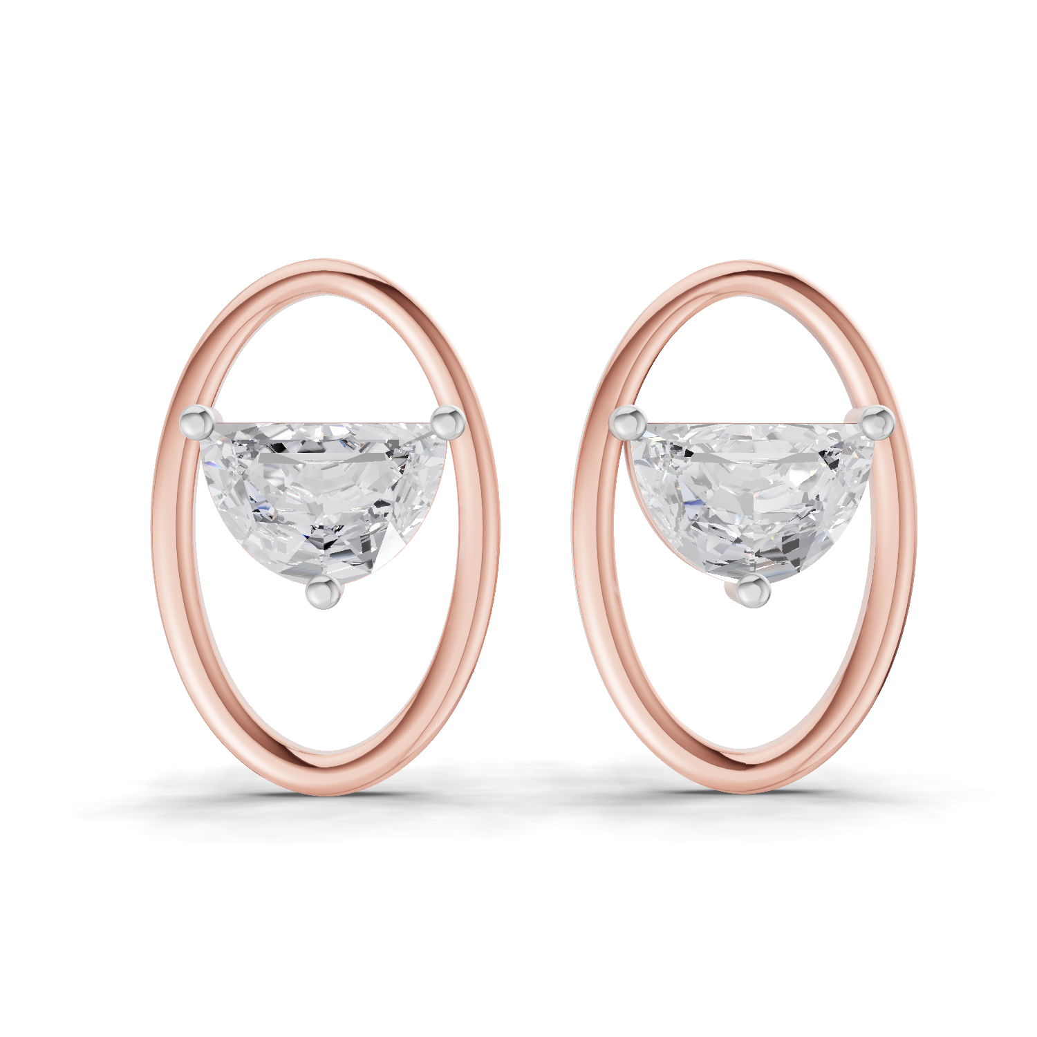 0.71 Carat Ethereal Oval Earrings 14K - Rose Gold
