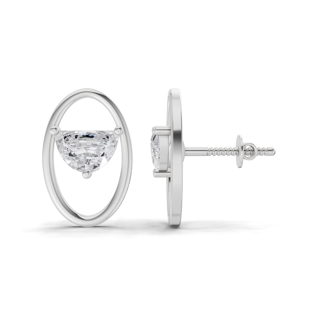 0.71 Carat Ethereal Oval Earrings 14K - White Gold