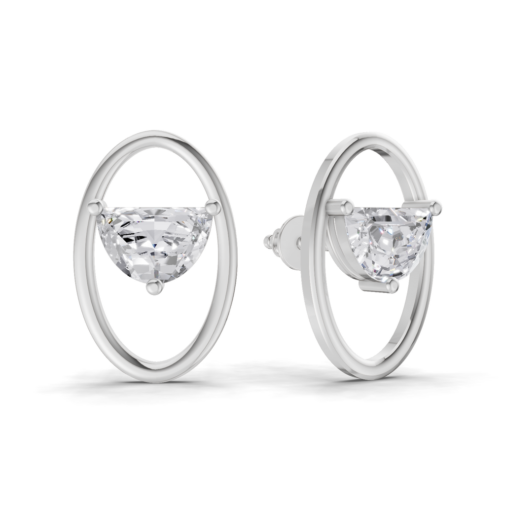 0.71 Carat Ethereal Oval Earrings 14K - White Gold
