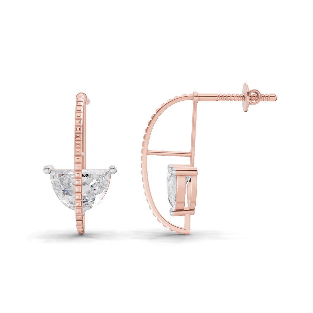 1.96 Carat Half-Moon Diamond Earrings 14K - Rose Gold