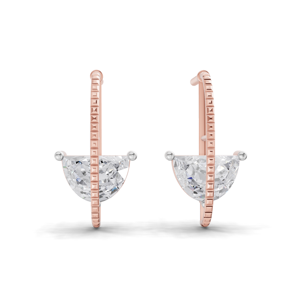 1.96 Carat Half-Moon Diamond Earrings 14K - Rose Gold