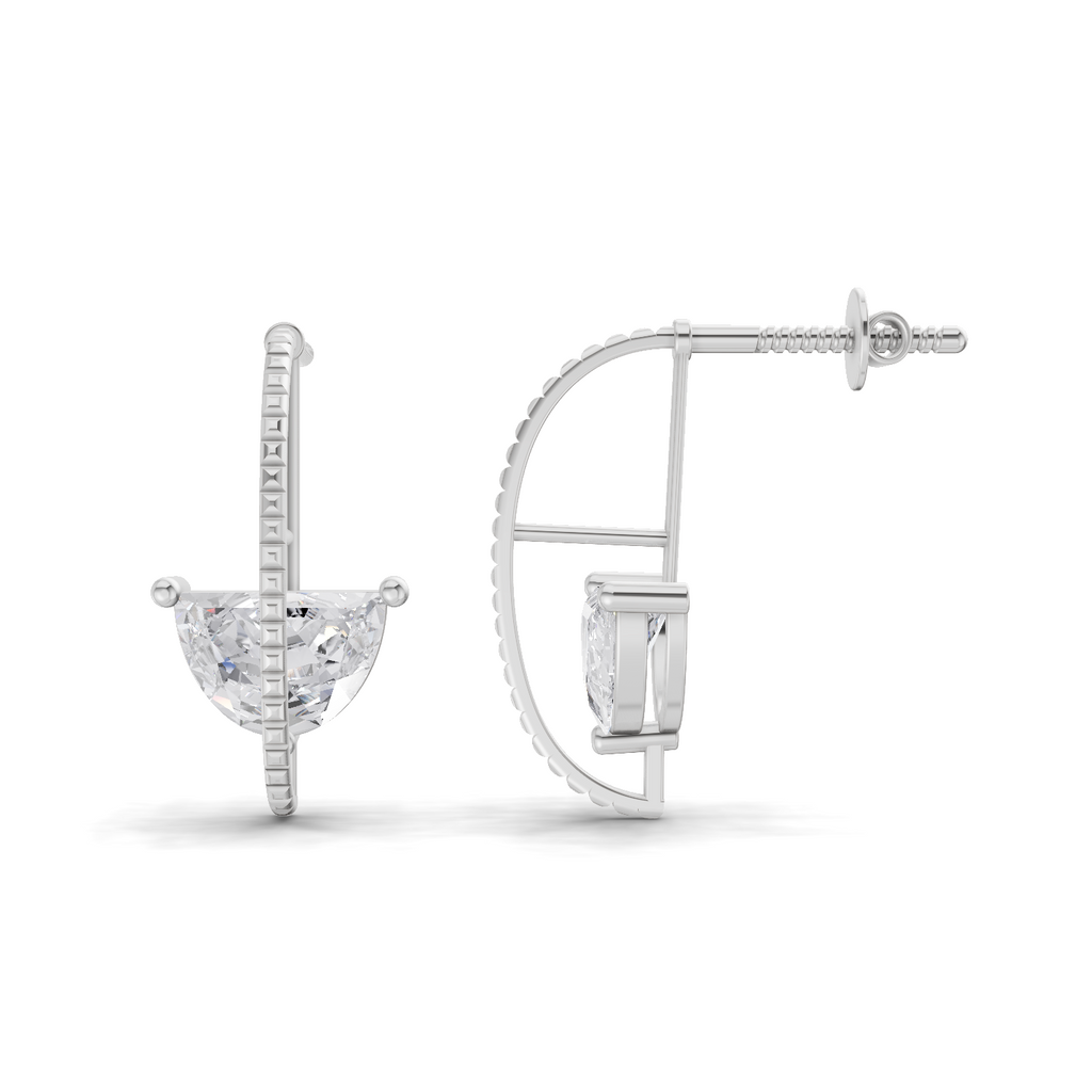 1.96 Carat Half-Moon Diamond Earrings 14K - White Gold