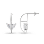 1.96 Carat Half-Moon Diamond Earrings 14K - White Gold