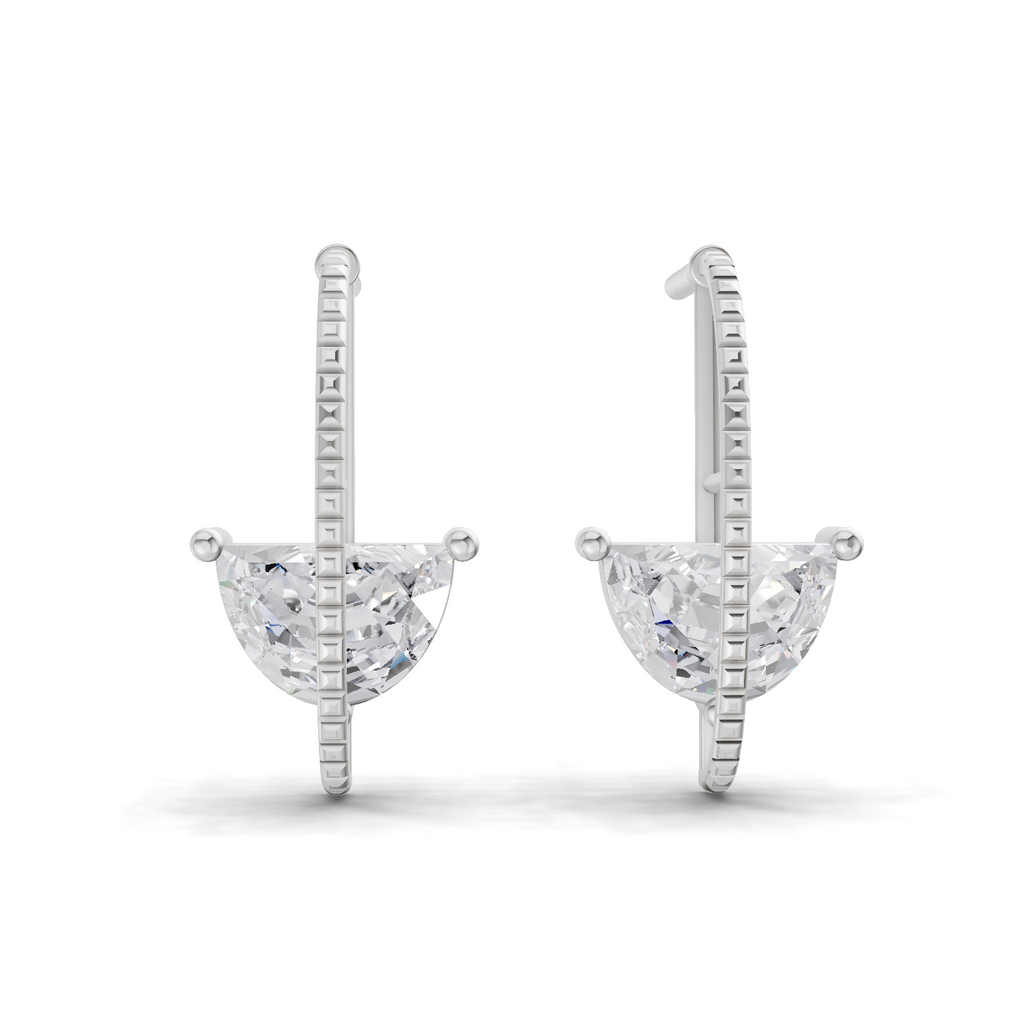 1.96 Carat Half-Moon Diamond Earrings 14K - White Gold