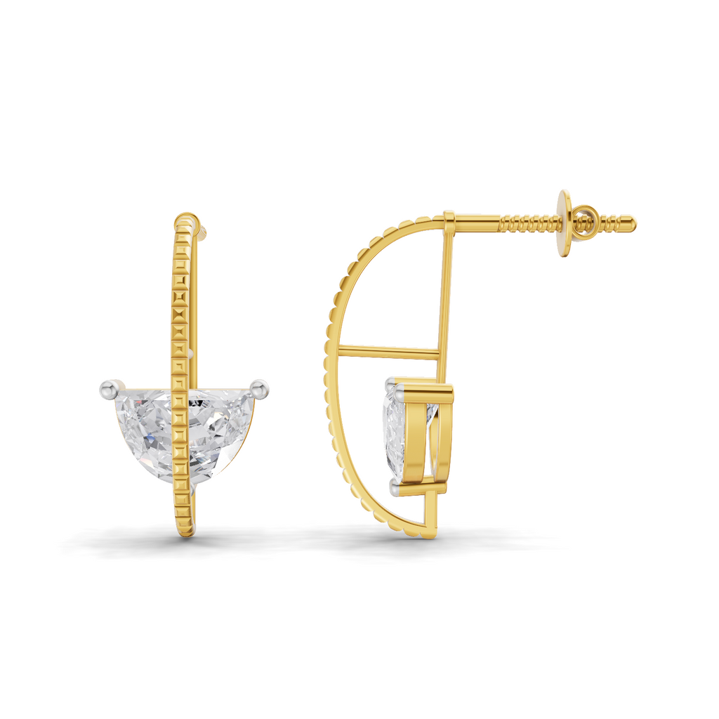 1.96 Carat Half-Moon Diamond Earrings 14K