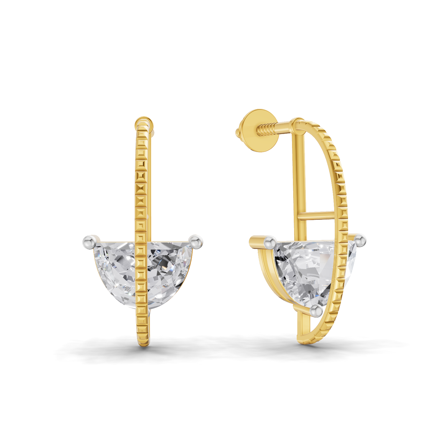 1.96 Carat Half-Moon Diamond Earrings 14K