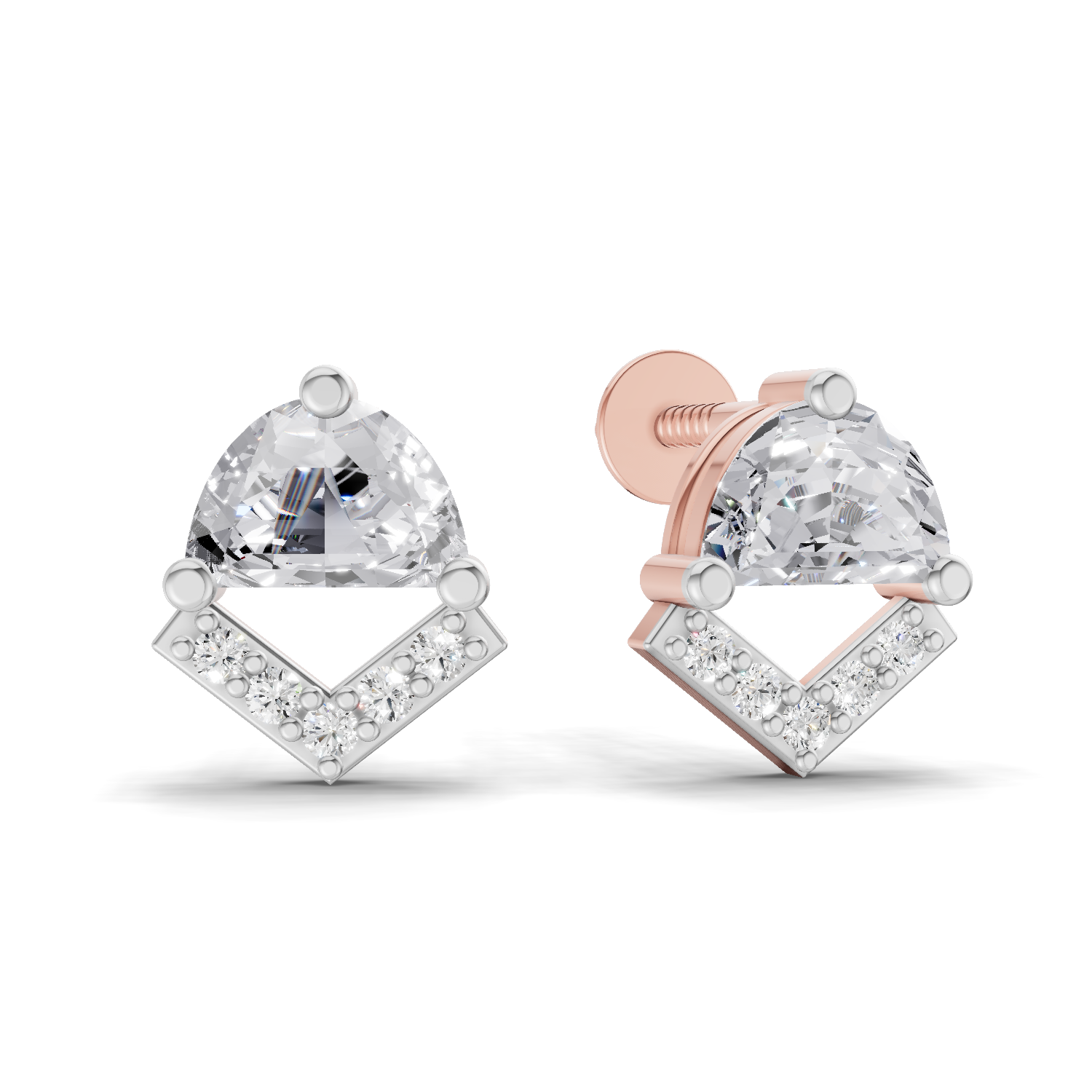 0.71 Carat Bridal Wear Inverted Edges Earrings 14K - Rose Gold