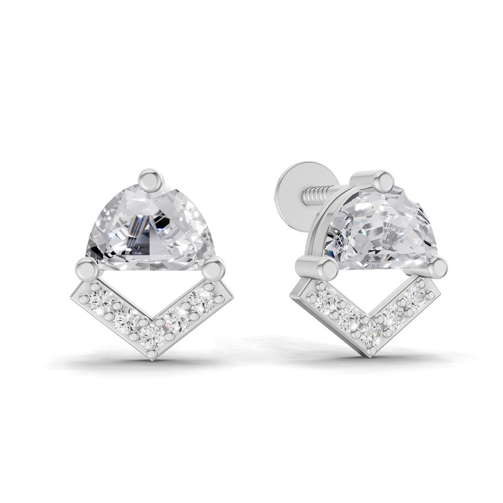 0.71 Carat Bridal Wear Inverted Edges Earrings 14K - White Gold