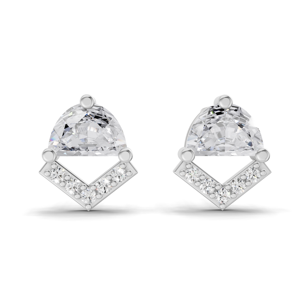 0.71 Carat Bridal Wear Inverted Edges Earrings 14K - White Gold