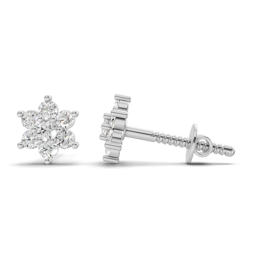 0.2 Carat Flower Cluster Studs Earrings 14K - White Gold