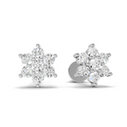 0.2 Carat Flower Cluster Studs Earrings 14K - White Gold