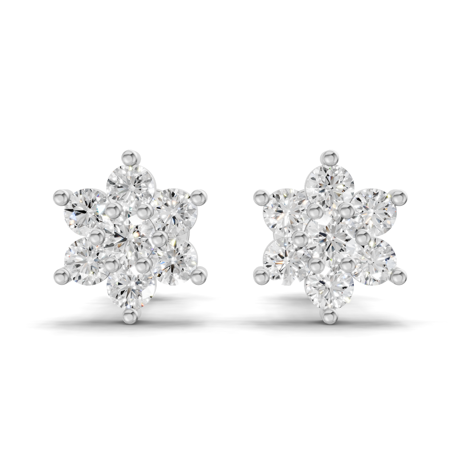 0.2 Carat Flower Cluster Studs Earrings 14K - White Gold