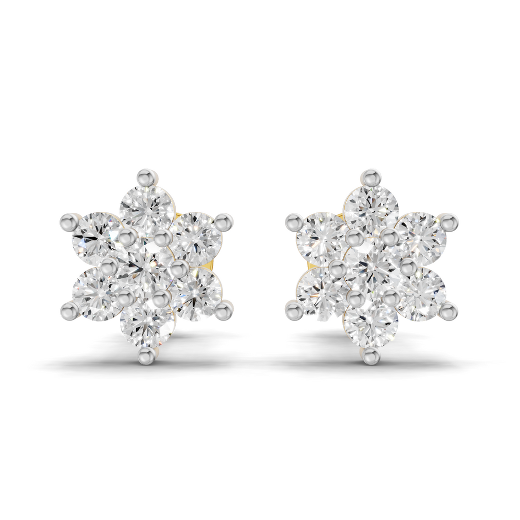 0.2 Carat Flower Cluster Studs Earrings 14K