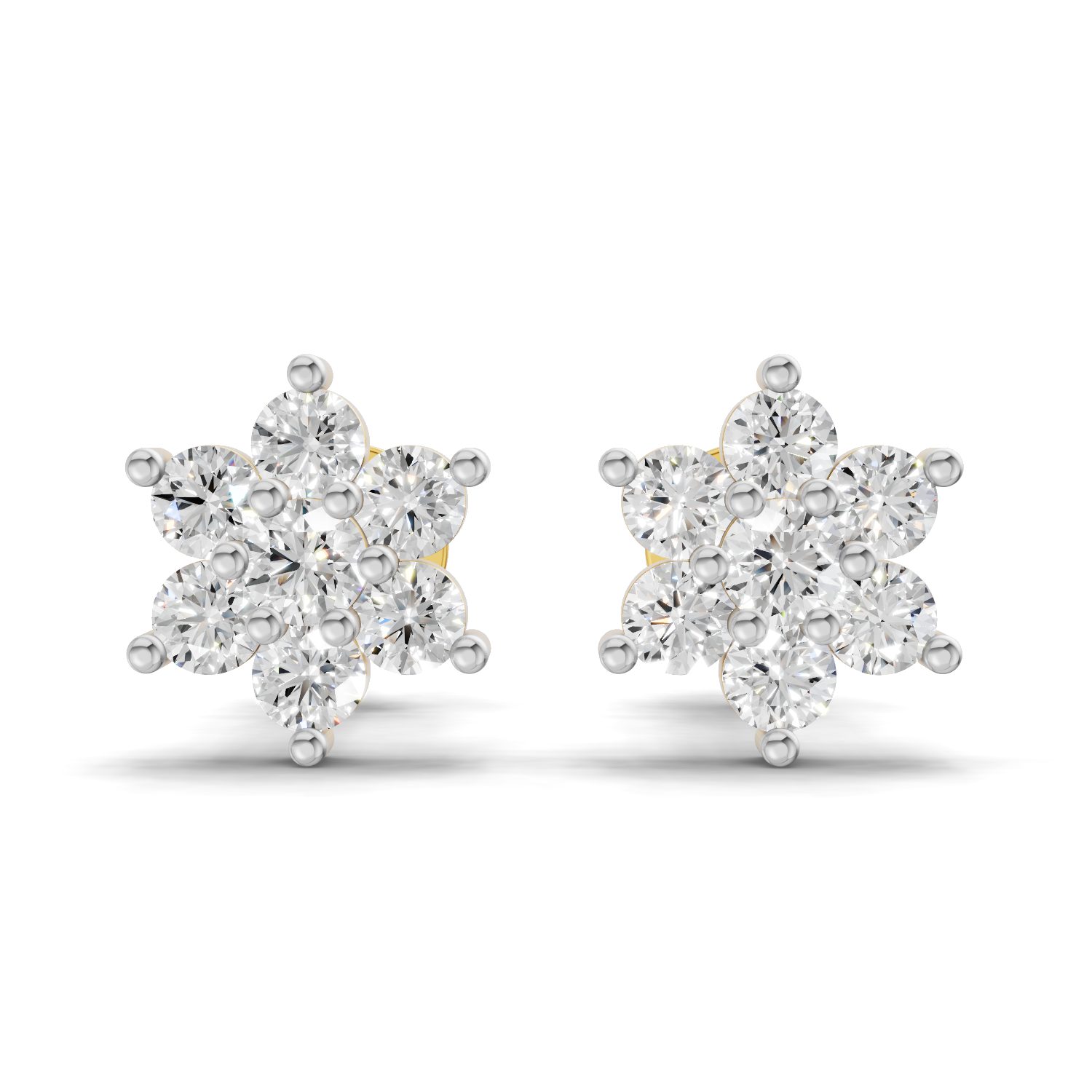 0.2 Carat Flower Cluster Studs Earrings 14K