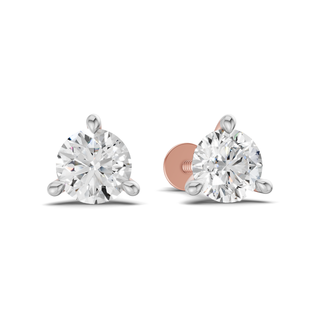 0.1 Carat 3-Prong Martini Earrings 14K - Rose Gold