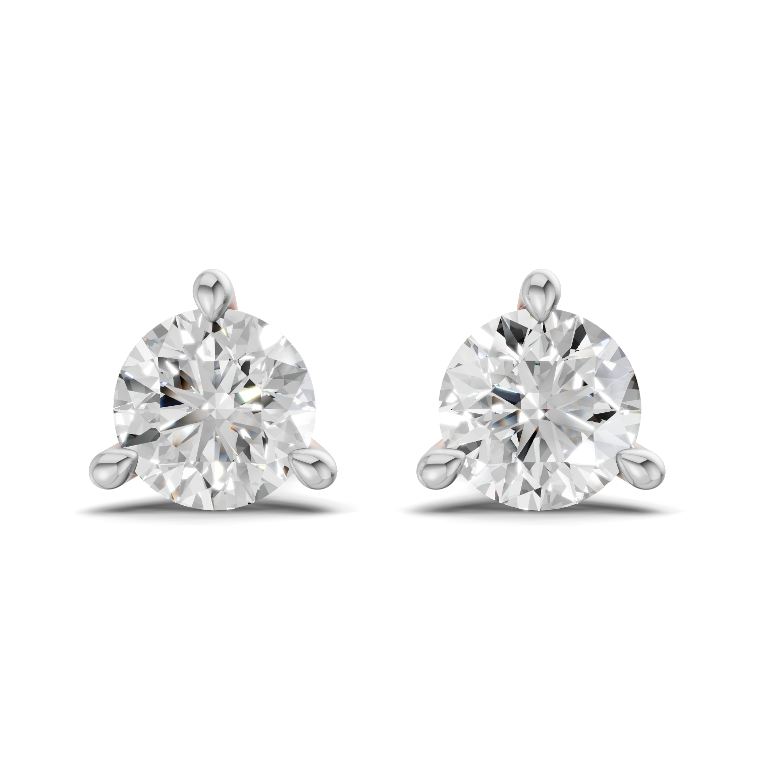 0.1 Carat 3-Prong Martini Earrings 14K - Rose Gold