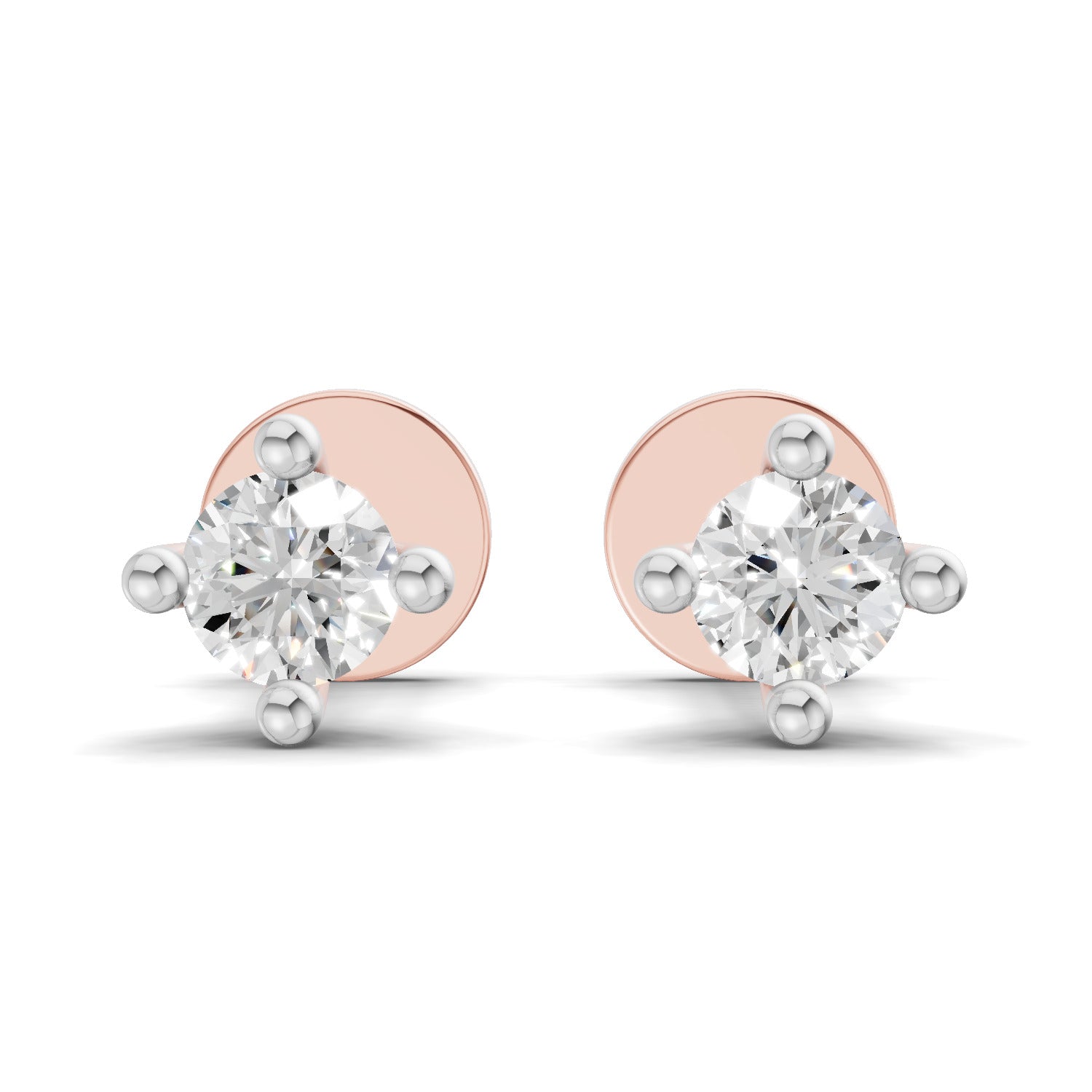 0.1 Carat Solitaire Diamond Stud Earrings 14K - Rose Gold