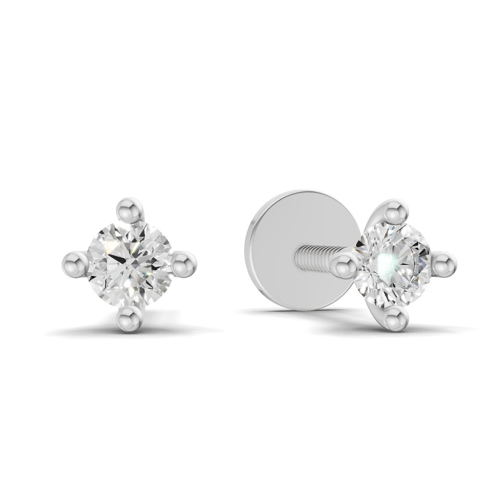 0.1 Carat Solitaire Diamond Stud Earrings 14K - White Gold