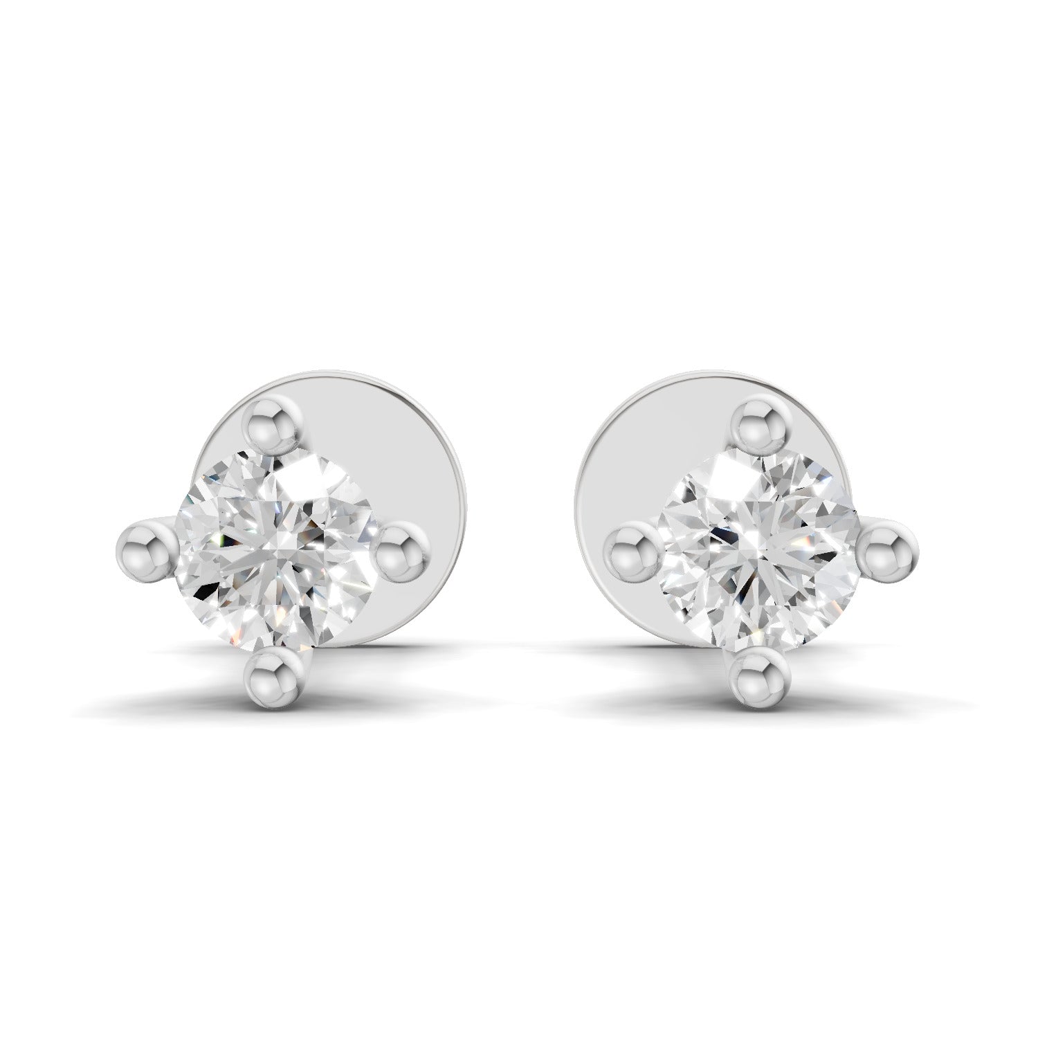 0.1 Carat Solitaire Diamond Stud Earrings 14K - White Gold