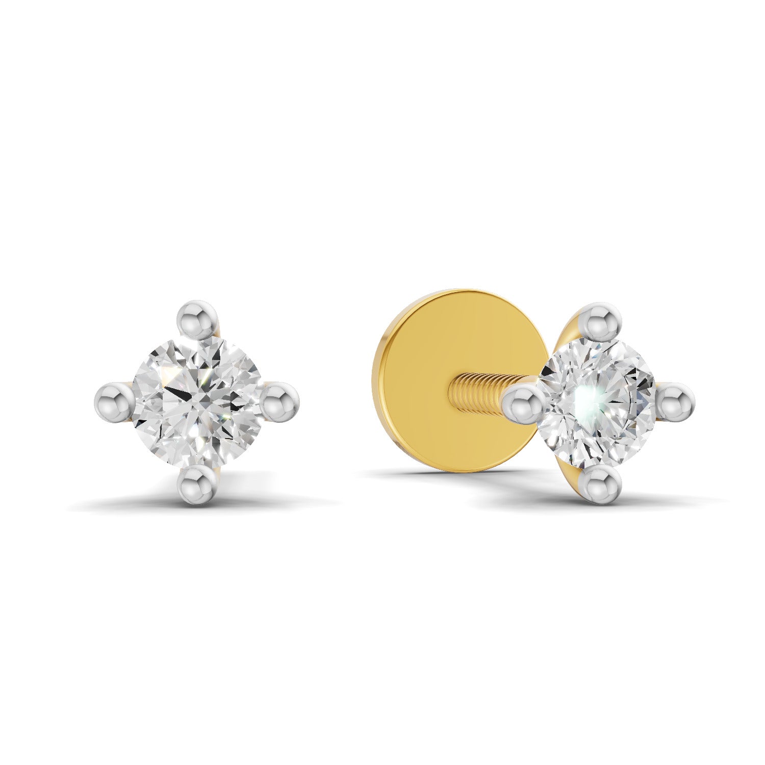 0.1 Carat Solitaire Diamond Stud Earrings 14K