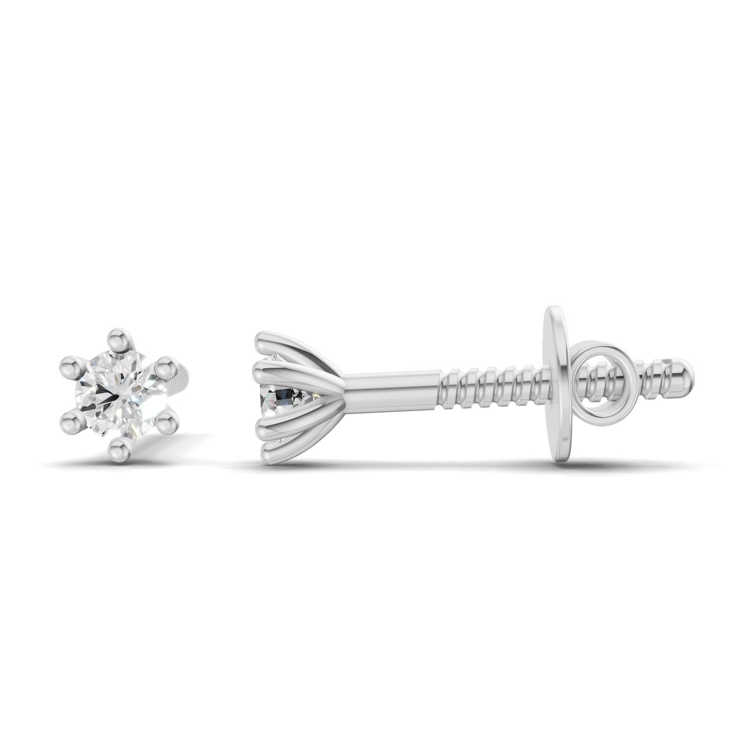 0.19 Carat Round Diamond Solitaire Studs Earrings 14K - White Gold