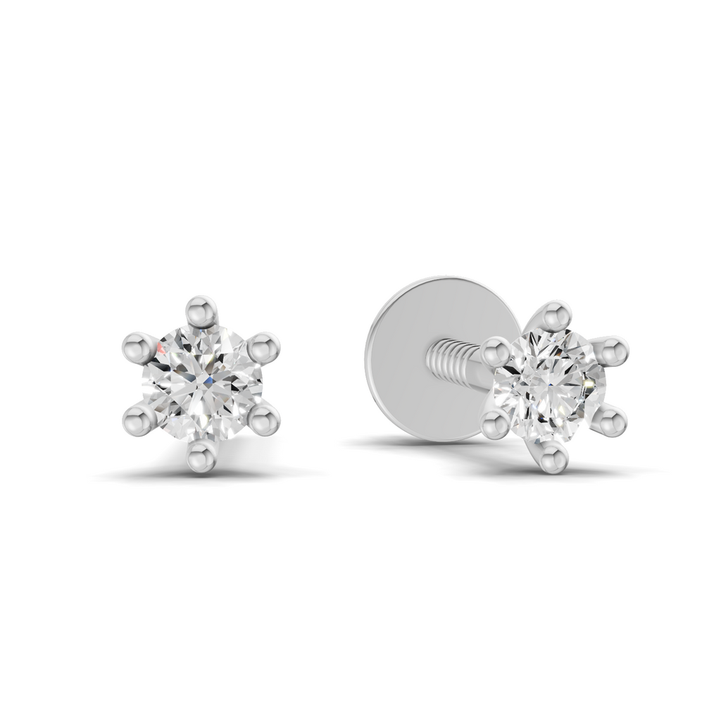 0.19 Carat Round Diamond Solitaire Studs Earrings 14K - White Gold