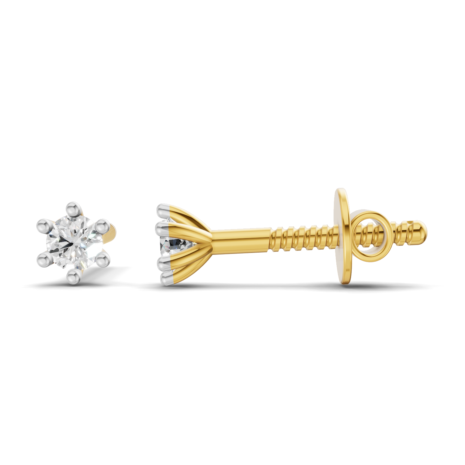 0.19 Carat Round Diamond Solitaire Studs Earrings 14K