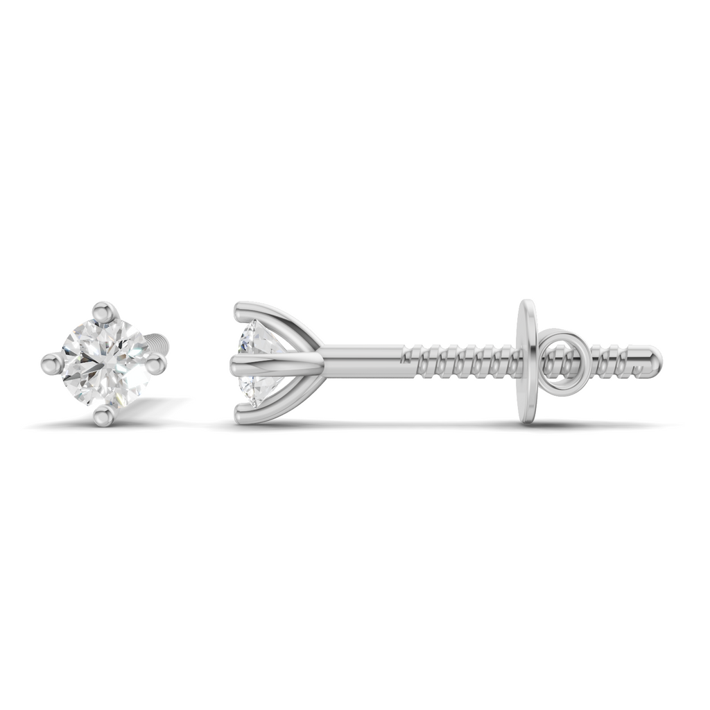 0.09 Carat 4-Prong Studs Earrings 14K - White Gold
