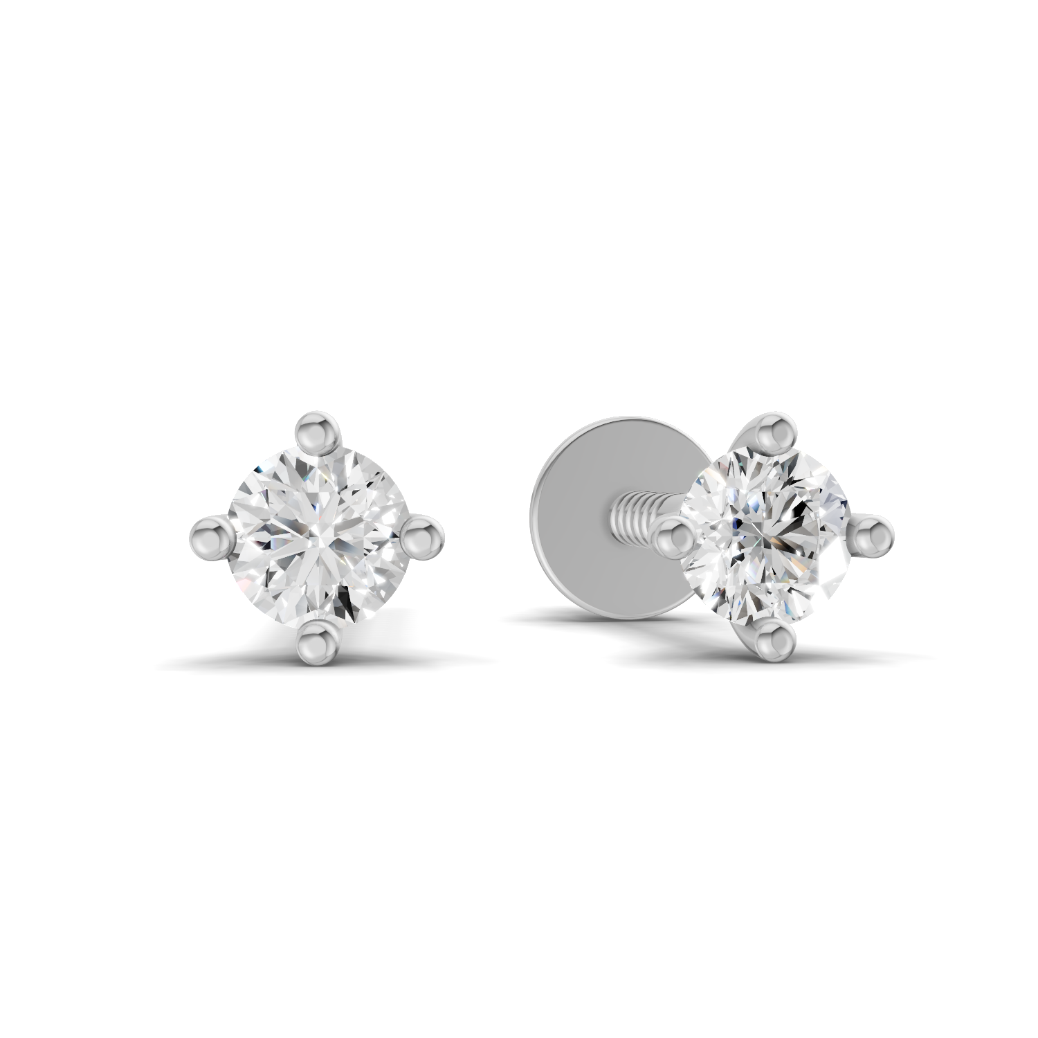 0.09 Carat 4-Prong Studs Earrings 14K - White Gold