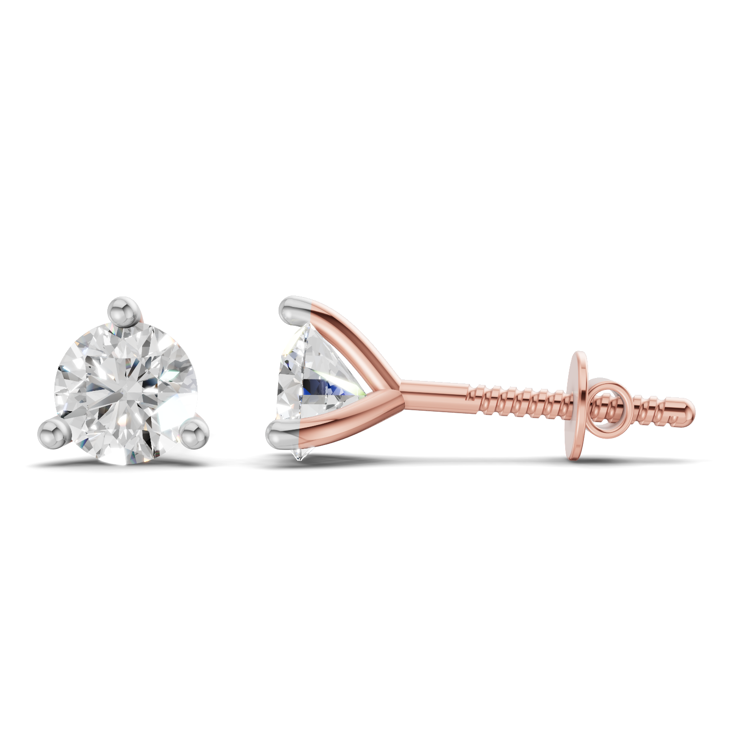 0.15 Carat 3-Prong Studs Earrings 14K - Rose Gold
