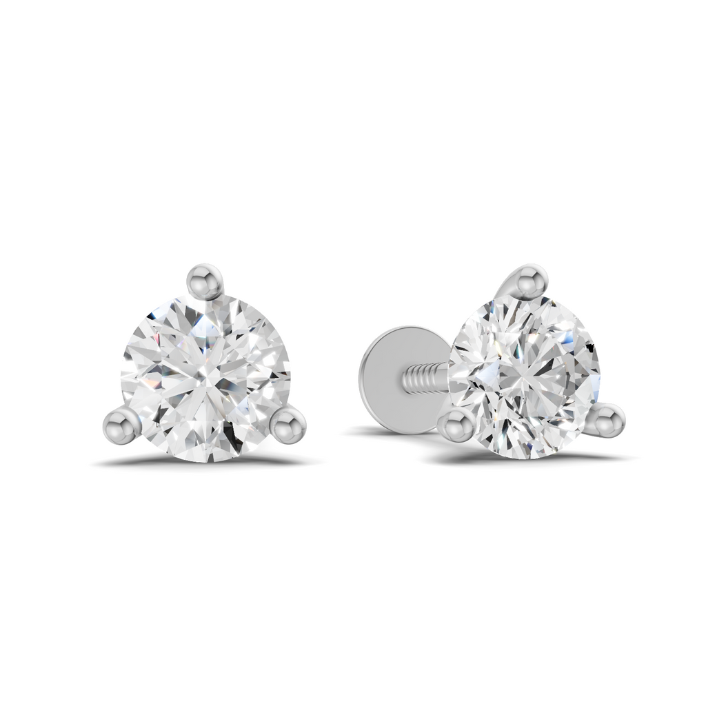 0.15 Carat 3-Prong Studs Earrings 14K - White Gold