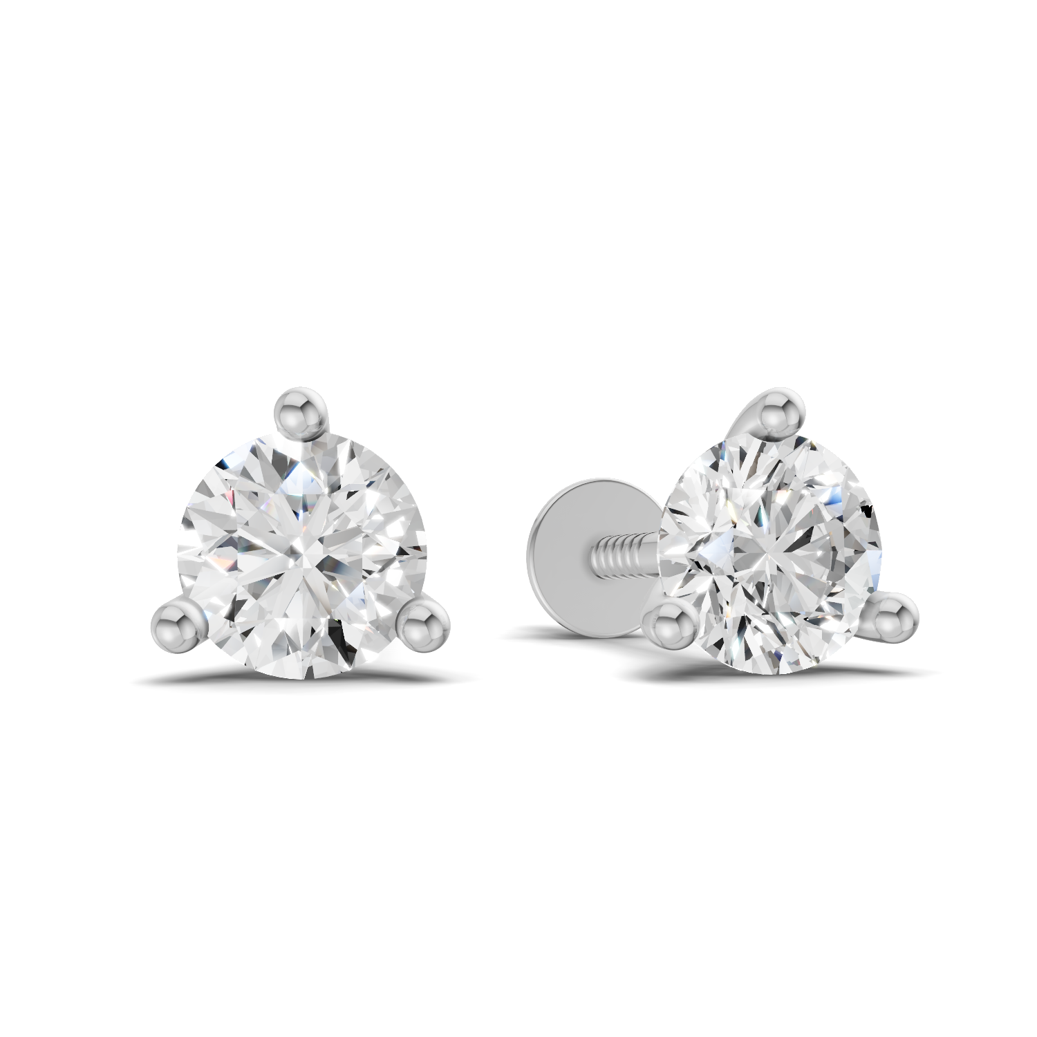 0.15 Carat 3-Prong Studs Earrings 14K - White Gold
