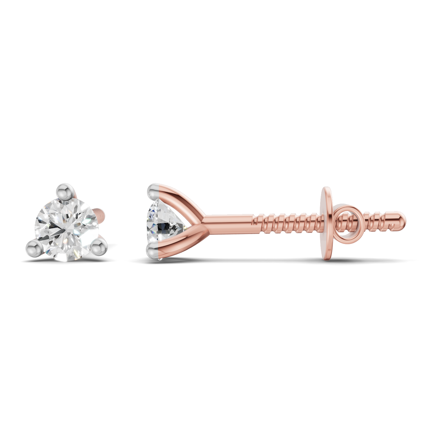 0.1 Carat 3-Prong Studs Earrings 14K - Rose Gold