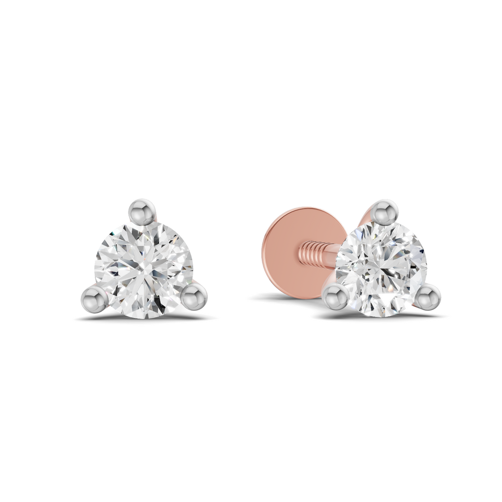 0.1 Carat 3-Prong Studs Earrings 14K - Rose Gold