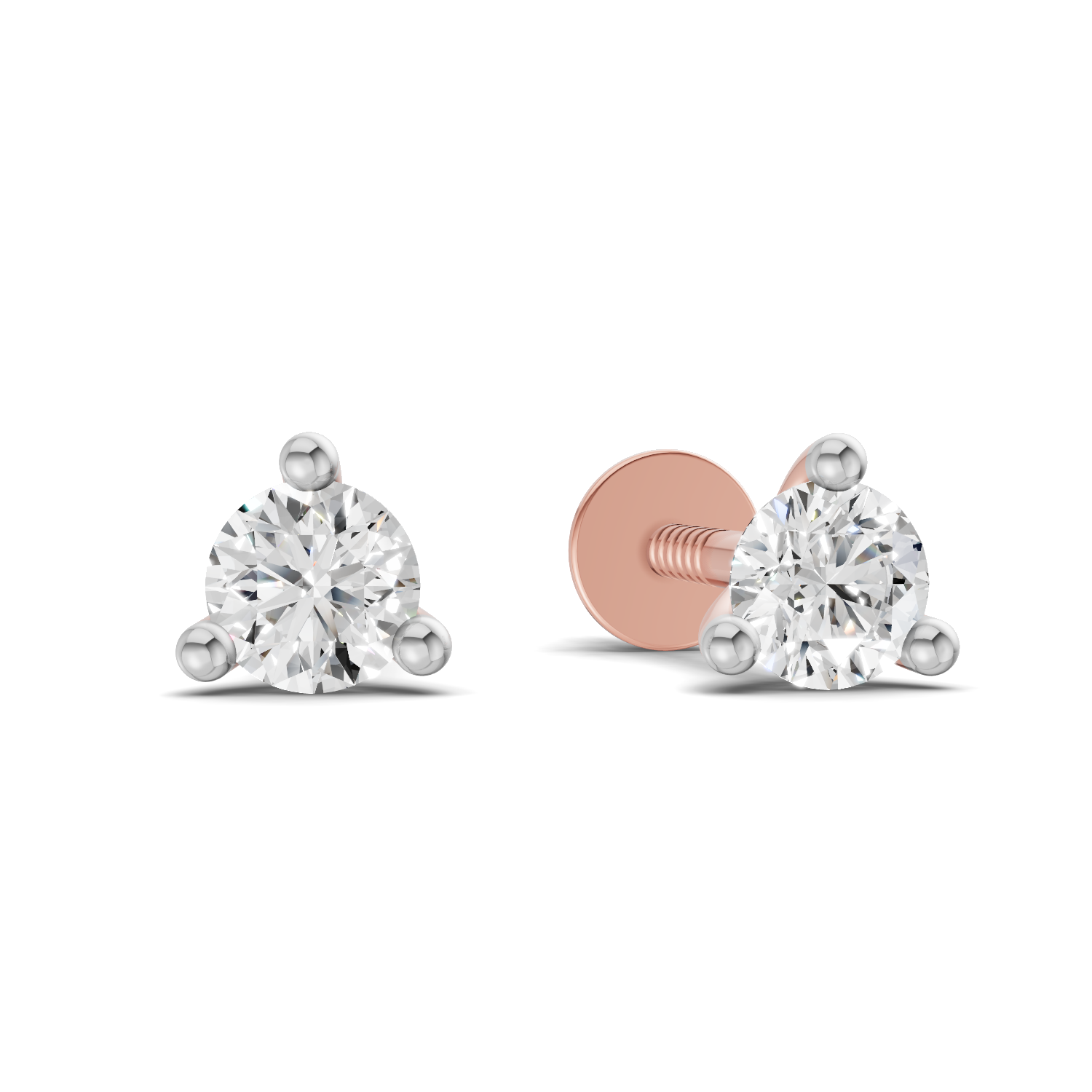 0.1 Carat 3-Prong Studs Earrings 14K - Rose Gold