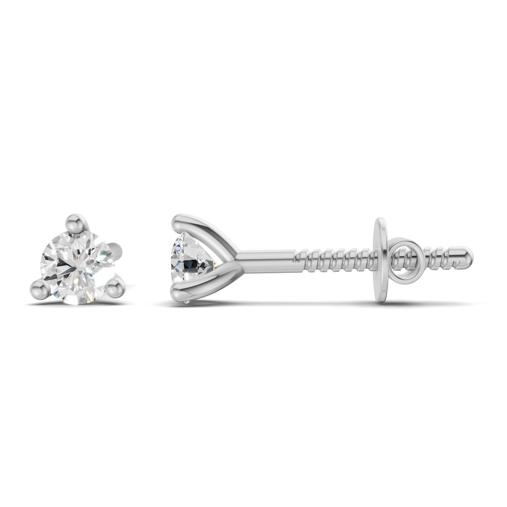0.1 Carat 3-Prong Studs Earrings 14K - White Gold