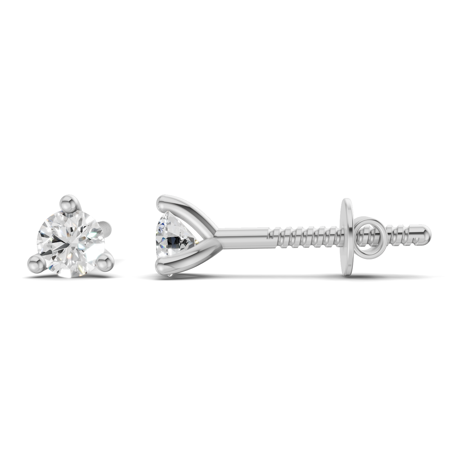 0.1 Carat 3-Prong Studs Earrings 14K - White Gold