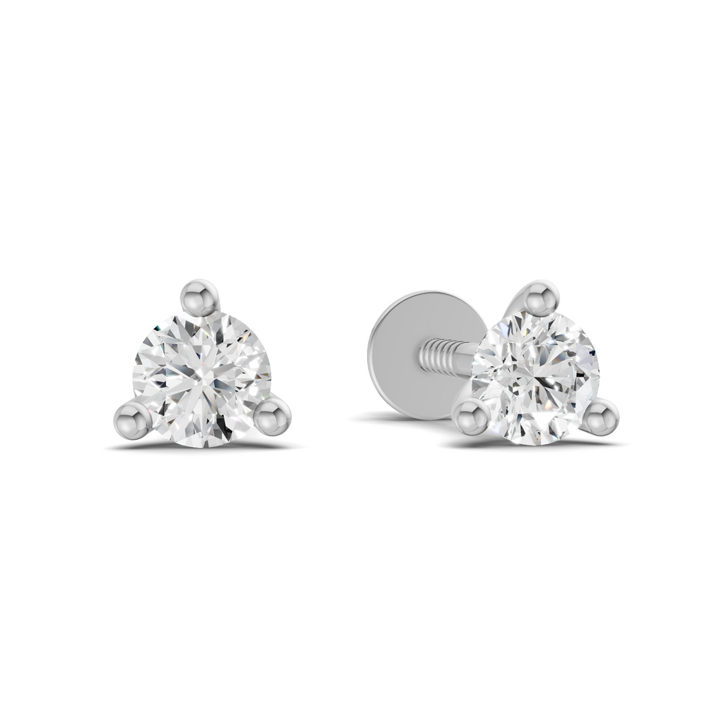 0.1 Carat 3-Prong Studs Earrings 14K - White Gold