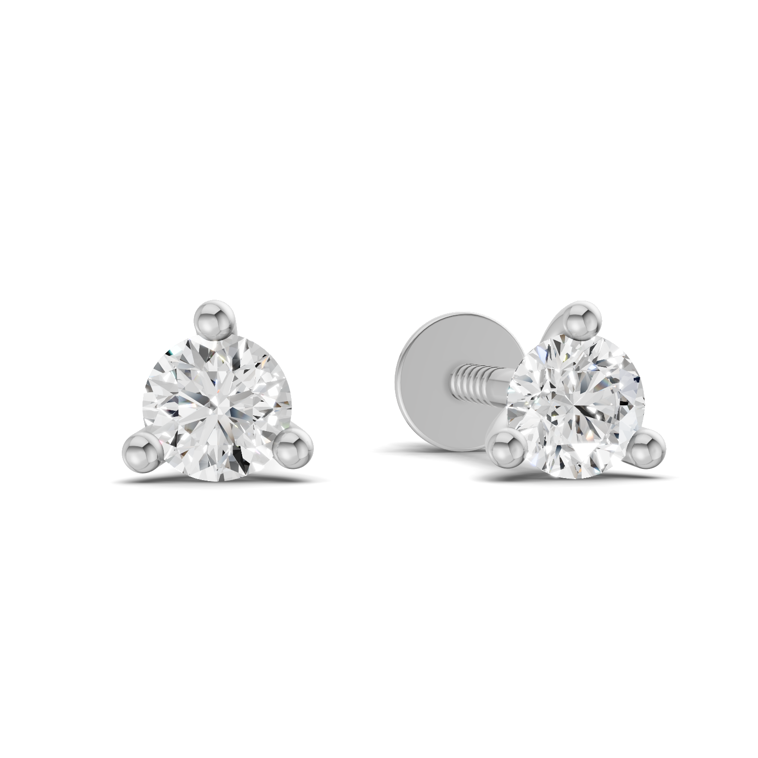 0.1 Carat 3-Prong Studs Earrings 14K - White Gold