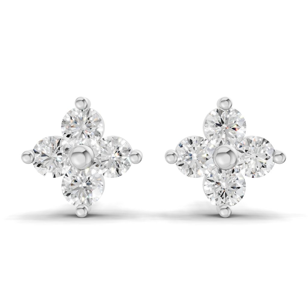 0.17 Carat Four Flower Stud Earrings 14K - Rose Gold