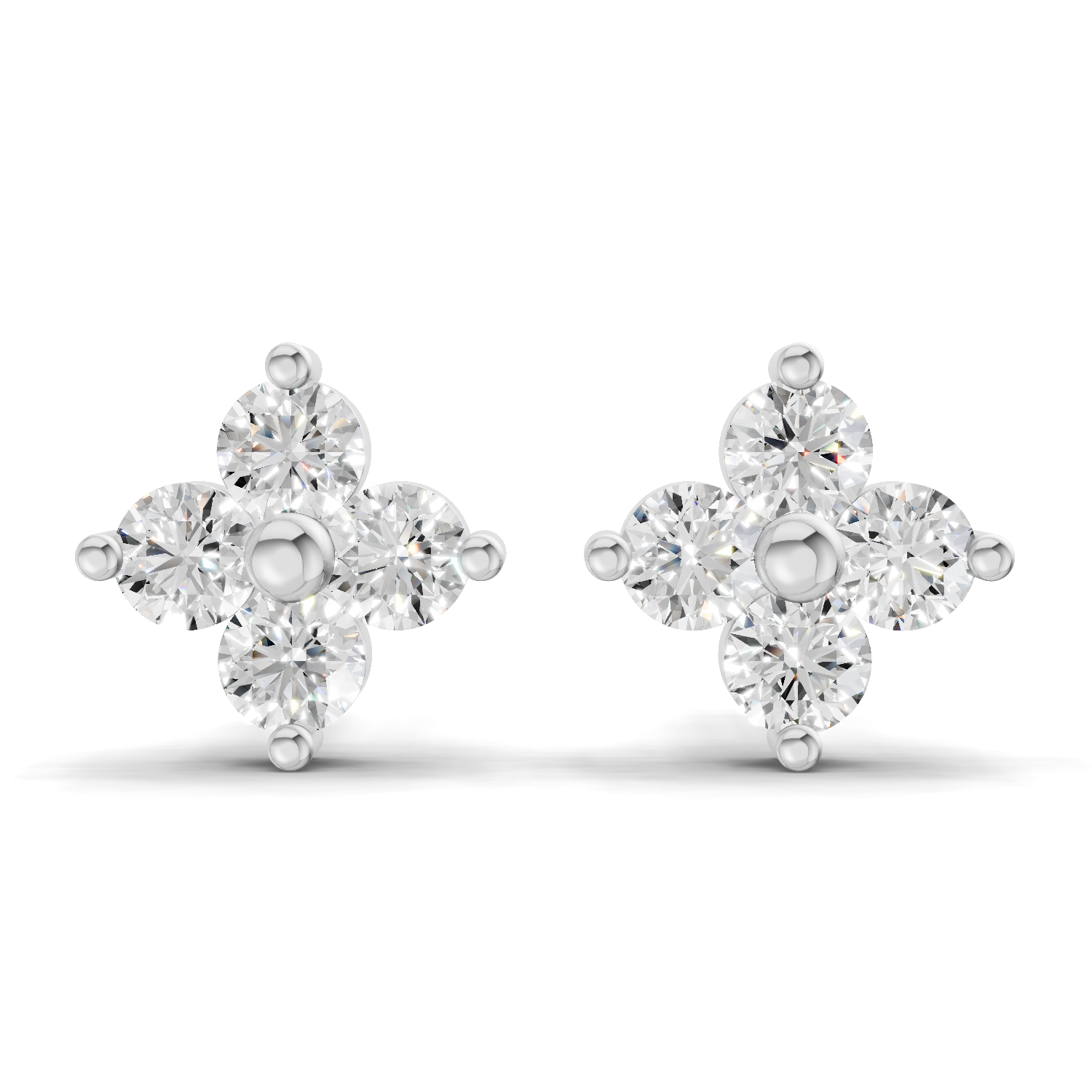 0.17 Carat Four Flower Stud Earrings 14K - Rose Gold