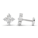 0.17 Carat Four Flower Stud Earrings 14K - White Gold