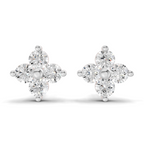 0.17 Carat Four Flower Stud Earrings 14K - White Gold