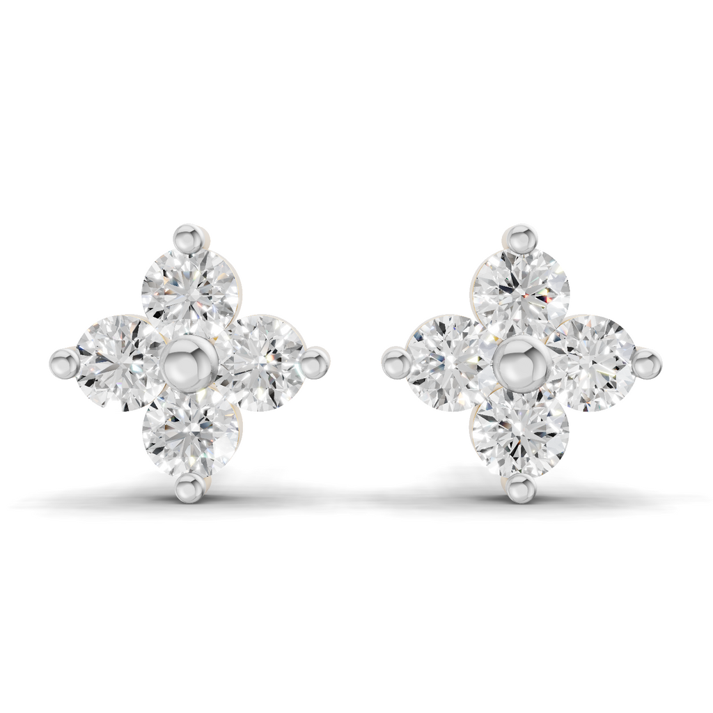 0.17 Carat Four Flower Stud Earrings 14K